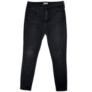 Leith‎ Black High Rise Skinny Jeans Women's Size 26 Cropped Stretch Distressed